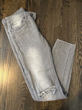 SKINN Men's Gray Distressed Skinny Jeans